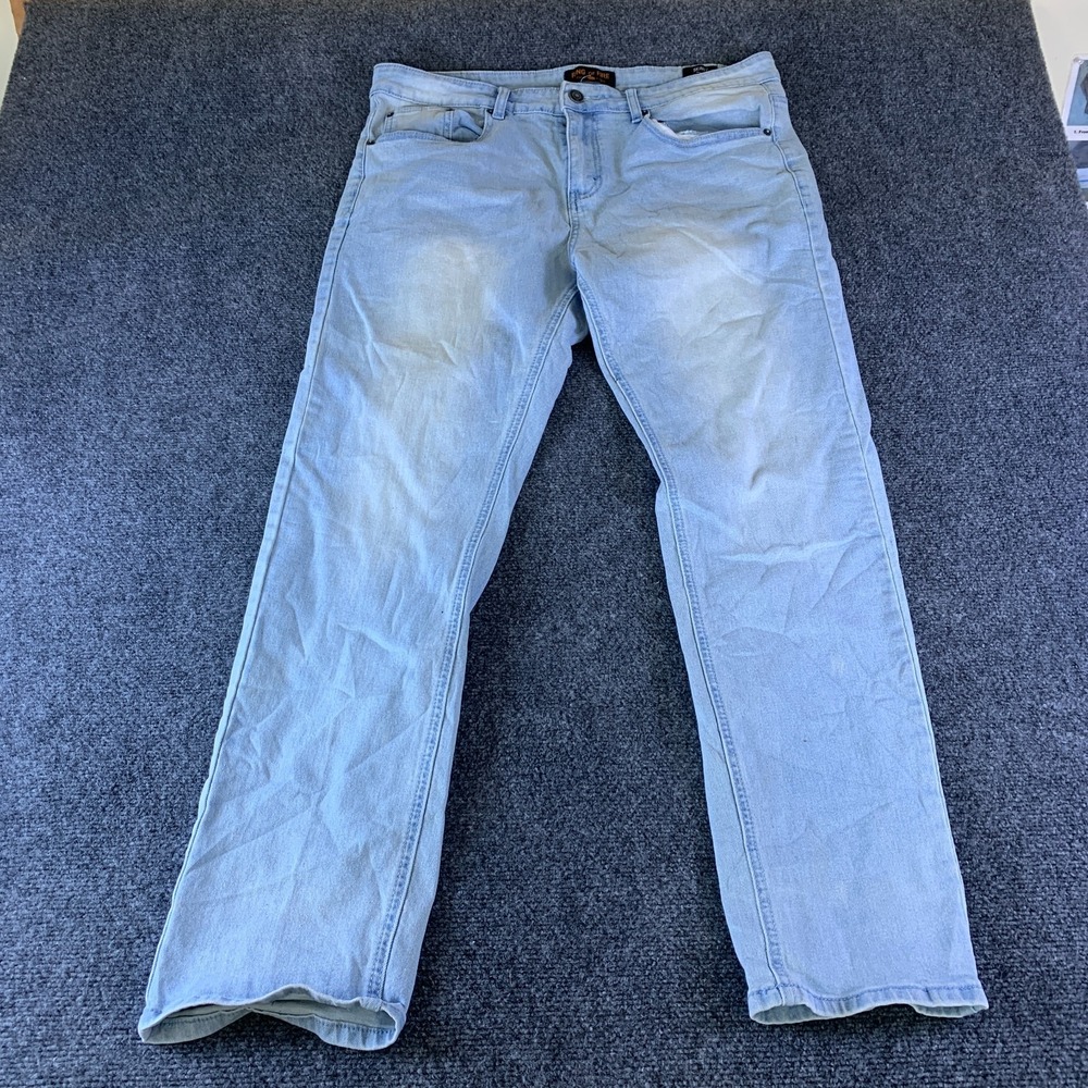 Ring Of Fire Skinny Jeans Mens 36x30 (Fits 35x29) Blue Light Wash Denim Cotton